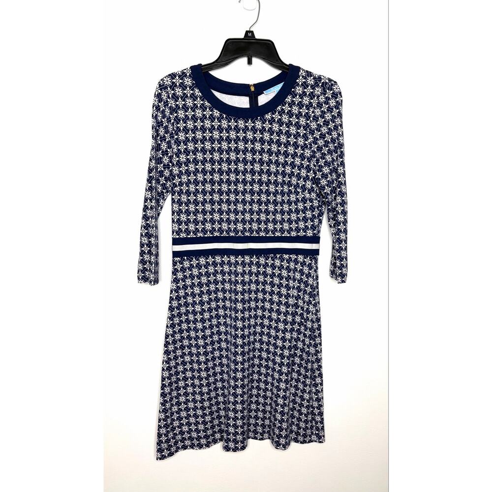 Draper James Ponte Knit Dress Women's Sz M Navy Blue Classic Career Coastal